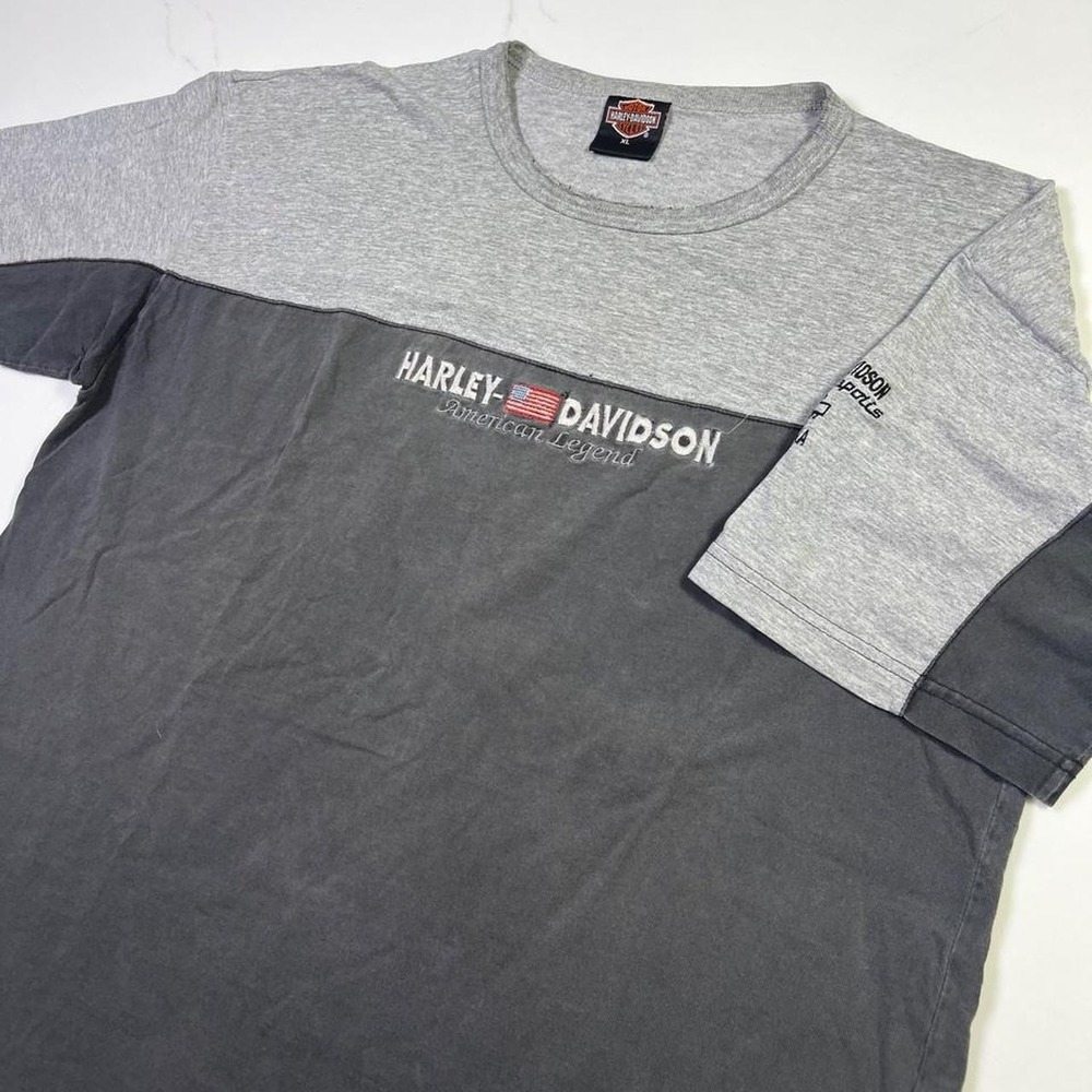 Harley-Davidson T-Shirt Mens XL Grey Colorblock American Legend Embroidered